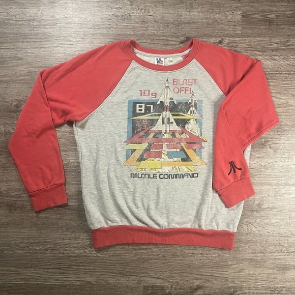 Junk Food Clothing Other - Vintage Retro Y2K Gray Red Atari Missile Command by JunkFood Sweatshirt Sz Small